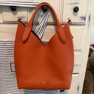 EUC Anya Hindmarch Build A Bag Dustbag Orange Two Handles And Interior Zip Pouch